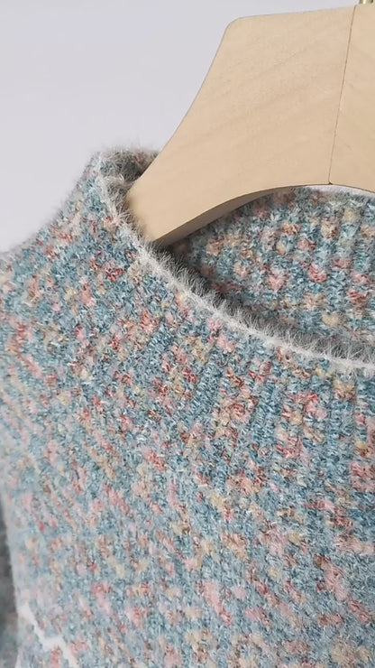 Pull à col roulé de Noël en tricot flocon de neige pour femme