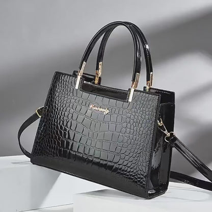 Sac à bandoulière en cuir motif crocodile pour femme